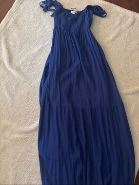 Sleeveless Tie-Strap Maxi Dress in Cobalt Blue